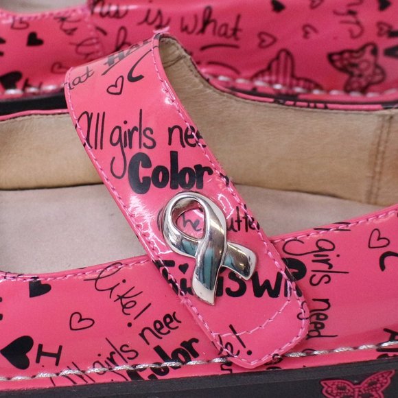 Alegria by PG Lite Paloma Happy Pink Breast Cancer Mary Janes Pre-Owned - Picture 5 of 9